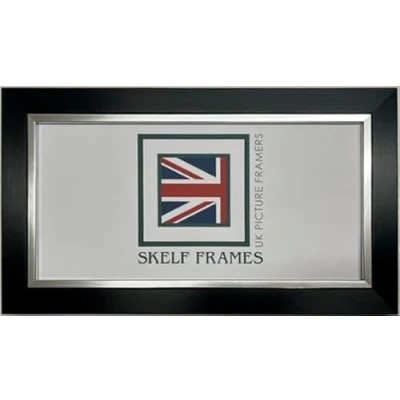 Image of Skelf Frames Brush Black with Silver Inlay Panoramic Picture Photo Poster Frame Glass (20&quot;x8&quot;)