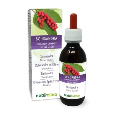 Image of Schisandra (Schisandra chinensis) Fruits Alcohol Free Mother Tincture Naturalma Liquid Extract Drops 120 ml Food Supplement Vegan