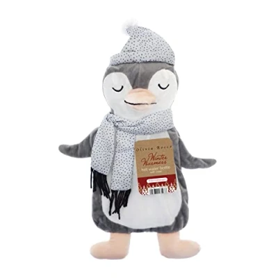 Image of OLIVIA ROCCO Christmas Hot Water Bottle with Cover Winter Fun Festive Gift Idea for Kids and Adults UK Safe Tested Natural Rubber 1 Litre (Penguin)