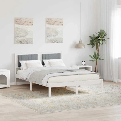Image of vidaXL Bed Frame with Upholstered Headboard Light Grey 140 x 190 cm