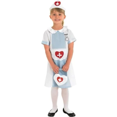 Image of Rubie&#039;s 883611S000 Generic Official Nurse Fancy Dress, Children Costume, 104 cm Small 3/4 Years, White, S