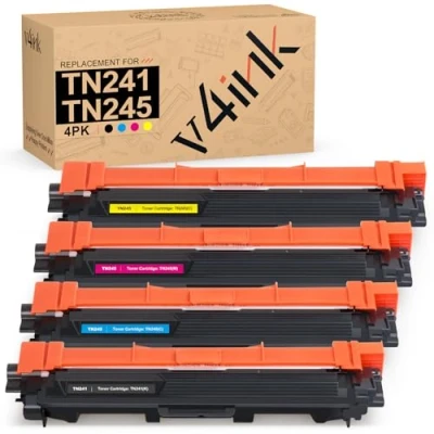 Image of v4ink TN 241 245 Toner Cartridges Compatible for Brother TN241 TN245 HL 3140CW 3142CW 3150CDW 3170CDW DCP 9015CDW 9017CDW 9020CDW MFC 9130CW 9140CDN 9330CDW 9340CDW (Packaging May Vary)