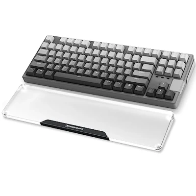 Image of MAMBASNAKE Keyboard Wrist Rest for 87 Keys TKL 80% CNC Acrylic Support Pad with Aluminum Logo Anti Slip Rubber Feet Hand Office/Gaming/Typing/Laptop Black