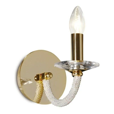 Image of Elena Wall Lamp Switched 1 Candle Light Gold, Crystal