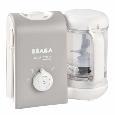 Image of BEABA, Babycook Express, 4 in 1 Baby Food processor, Blender, Express cooking 15min, Customized mixing, Healthy and gentle steaming, Defrosting, Homogeneous texture, Capacity 250 ml, Grey