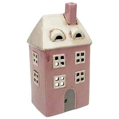 Image of Village Pottery Pink Tall House Tealight Holder