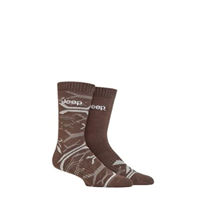Image of Mens 2 Pair Jeep Heavy Cushioned Bamboo Boot Socks Khaki / Stone 6 11