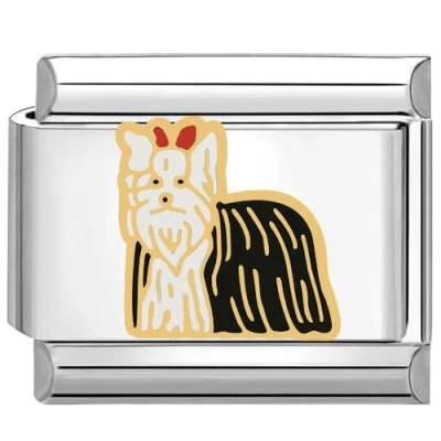 Image of Quiges 9mm Italian Style Charm Link Module Stainless Steel Dog for Bracelets