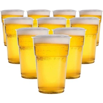 Image of Plastic Pint Glasses 330 ML Half (Pack of 50) Perfect Disposable for Pint, Best Beer Cups Any Events