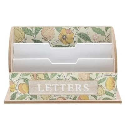 Image of The Leonardo Collection William Morris Fruit Letter Rack Stylish Desk Organizer for Home &amp; Office Decorative Holder Mail Documents Space Saving Paper Tray File