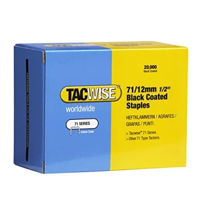 Image of Tacwise 0290 Type 71 / 12 mm Galvanised Black Upholstery Staples, Pack of 20,000