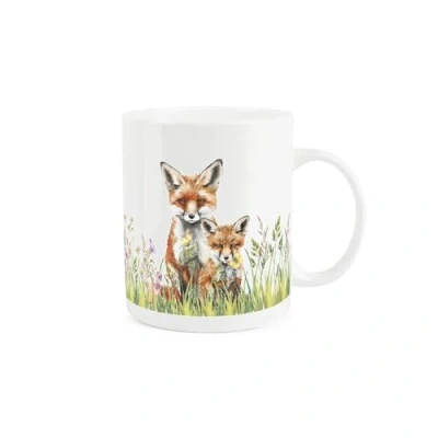 Image of Purely Home Fox &amp; Cub Mug Countryside Farm Animals Gift/Present Tea/Coffee Hot Drinks Bone China Cup Drinkware