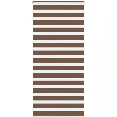 Image of vidaXL Zebra Blind Brown 110x230 cm Fabric Width 105.9 Polyester