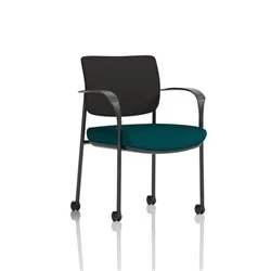 Image of Brunswick Deluxe Black Fabric Back Frame Seat Teal Arms/Castors