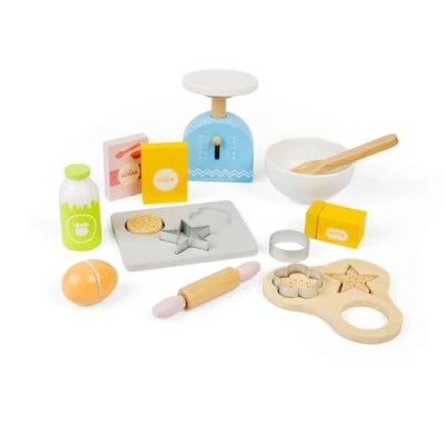 Image of Bigjigs Toys Baking Cookies Set 15 Piece Wooden Food Playset, Toy Kitchen Accessories, Role Play For Children, Sustainable Gifts &amp; Playsets, Age 18 Months Old +