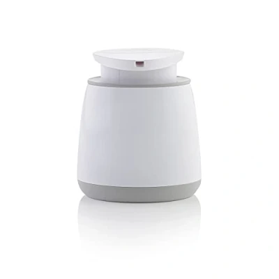 Image of Minky Soap Dispenser, Refillable Liquid Hand Dispenser With Large Pump, Non Slip Rubber Feet, Stylish &amp; Practical Bathroom Accessory, White Light Grey, Made in the UK (1)