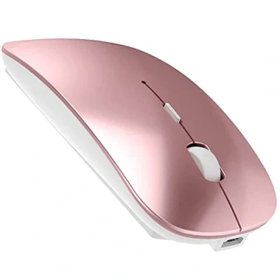 Image of LEAPEST Wireless Bluetooth Mouse for MacBook Pro/Air/Mac/iPad/Laptop/Desktop/Mac/PC/Computer/Phone Portable Slim Silent Office Mice with USB C Adapter 2.4 GHz (Rose Gold)