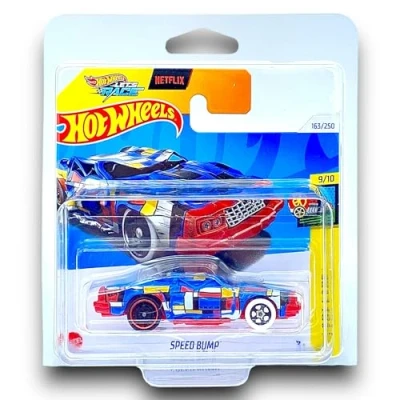 Image of Hot Wheels Speed Bump (Blue, Red &amp; White Lets Race) 9/10 HW Art Cars 2024 163/250 (Short Card) includes a KLAS Car Keeper Protector Case HTD90