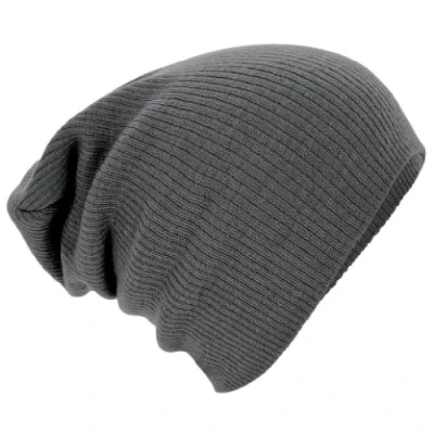 Image of Beechfield B461 Grey Slouch Beenie Hat Unisex Winter Hat, Classic Knit and One Size Double Layer 100% Soft Acrylic