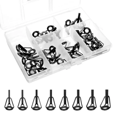 Image of QWORK® 40pcs Fishing Rod Tip Repair Kit, with Stainless Steel Ceramic Guides Rings, 8 Size for Most Types of Rods