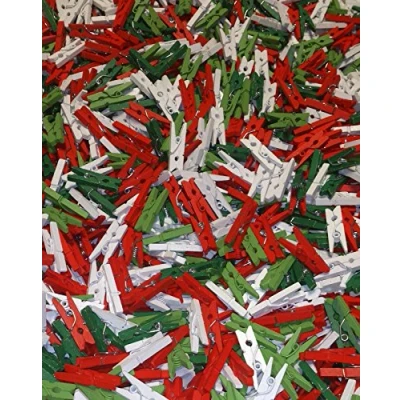 Image of celloexpress Pack of 100 25mm Mini Wooden Craft Pegs Christmas