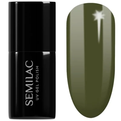 Image of SEMILAC 421 Baobab Green Nail UV Gel Polish Long Lasting and Easy to Apply Soak off UV/Led Perfect for Home Professional Manicure Pedicure 7 ml