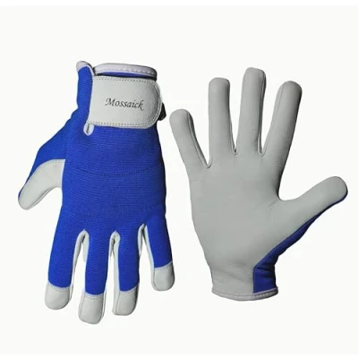 Image of Five Star Mossaick Leather Gardening Gloves For Women/Men Garden Men Thorn Proof Breathable Safety Rigger Gripper Work Heavy Duty Women (Large)