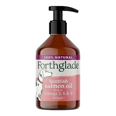 Image of Forthglade Scottish Salmon Oil for Dogs, UK Sourced Omega 3 Fish Dog Joint Supplement Pets, 100% Natural Premium Quality Vitamins Everyday Wellbeing, Age 4+ Months, 500ml