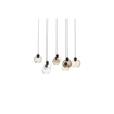 Image of TK Lighting Cubus pendant light, 85 cm, 8 bulb, clear/honey/brown, glass