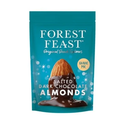Image of FOREST FEAST Salted Dark Chocolate Almonds 270g Sharing Bag Coated with Real Belgian Chocolate, Gluten Free High Protein Vegan Snack