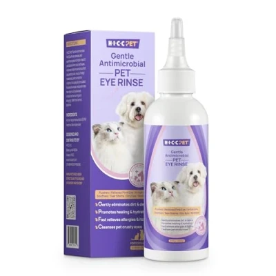 Image of HICC PET Dog Eye Drops 150ml, for Dogs and Cats with Gentle Non Irritating Formula, Daily Cleaner Effective Tear Stain Remover &amp; Natural Wash Pets’ Eyes