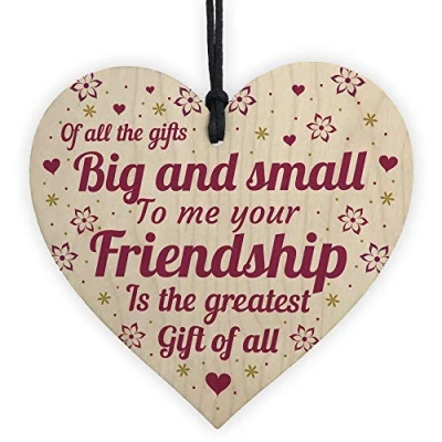 Image of RED OCEAN Wooden Heart Friendship Plaque Birthday Valentines Gift For Her Thank You