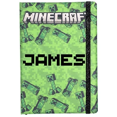 Image of Minecraft Journal Notebook Personalised For Boys Add Your Name Note Book 96 Pages Customised Gifts Green