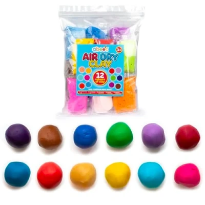 Image of abeec Air Dry Clay 12 Vibrant Colors for Kids Lightweight Modelling Craft Kit Non Toxic Arts &amp; Crafts Fun