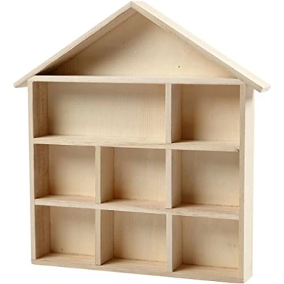 Image of Creativ 100263 House Shaped Shelving System, Size 26x25,2 cm, H: 3,5 Paulownia, 1pc, Wood