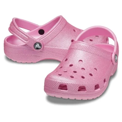 Image of Crocs Unisex Kids Classic Glitter T Clog, Pink Tweed Glitter, 4 UK