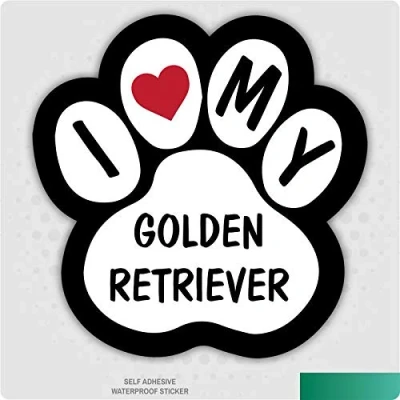 Image of Landing Designs I Love My Golden Retriever Dog Vinyl Car Van Decal Sticker Pet Lover