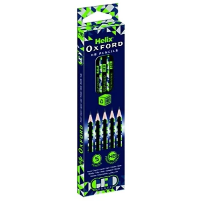 Image of Helix Oxford Geo Pack of 5 HB Pencils Green, (856202)
