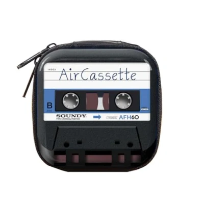 Image of Coin Purse Earphone Case Holder Keychain air Cassette Wallet Bag Retro Pattern Creative Zipper Pocket Key Storage Box Tinplate