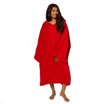Image of OHS Towel Poncho Adult Womens, Quick Dry Beach Towels for Adults Hooded Large Bath Swim Surf Absorbent Soft Microfibre Changing Robe, Red