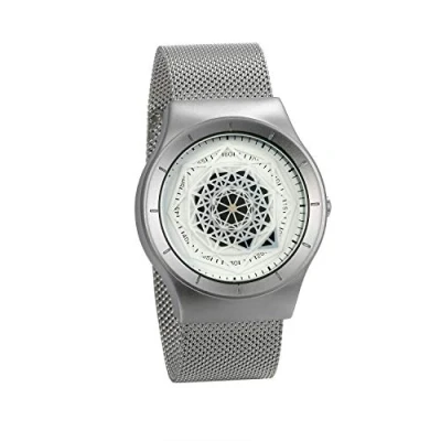 Image of JewelryWe Mens Watch Unique Round Dial Quartz Stainless Steel Mesh Band Black Silver Business Wrist Watches