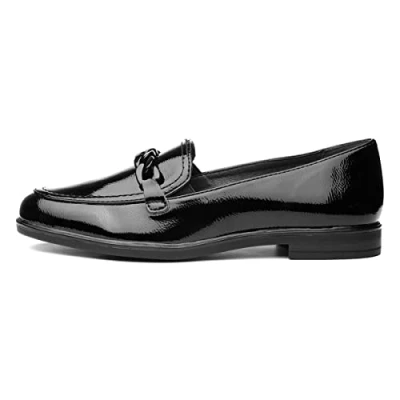 Image of Jana Softline Womens Black Patent Loafers Size 5 UK