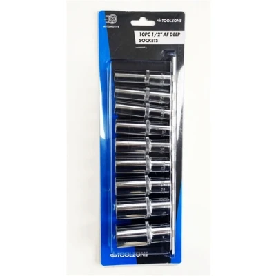 Image of Toolzone 10 Piece 1/2&quot; AF Deep Sockets 1&quot;