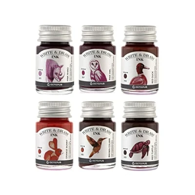 Image of Octopus Write and Draw Ink Set Desert Waterproof for Writing Drawing, Calligraphy Ink, Drawing Fountain Pen, 6 x 10 ml