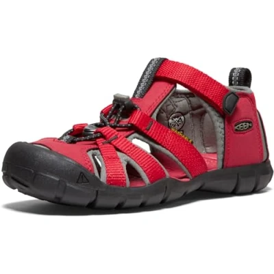 Image of Keen Seacamp II CNX Children Unisex Walking sandals for kids, Size: 10k, Racing red/gargoyle Textile