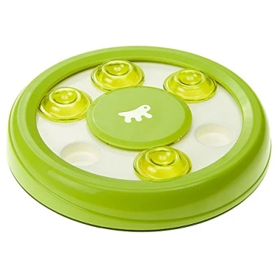 Image of Ferplast Interactive Cat Toy DISCOVER, Teaser with holes for croquettes, Pet in plastic non slip, Ø 23 x 4.2 cm