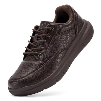 Image of FitVille Mens Extra Wide Fit Walking Trainers, Lace Up Running Shoes Lightweight Casual Non Slip Sneakers for Outdoor Trekking Camping Climbing, Brown, 13 UK X