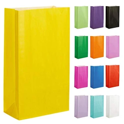 Image of Thepaperbagstore 30 Yellow Paper Party Bags Colourful Gift for Kids and Adults Parties, Birthdays, Weddings, Baby Showers, Hen Parties Sweets 14x24.5x7cm