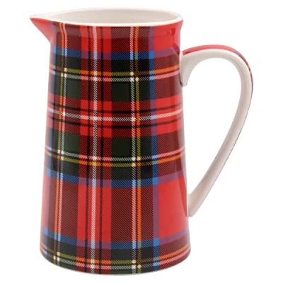 Image of The Leonardo Collection Tartan Jug for All Types of Kitchen Ceramic Multiple Use in Beautiful Milk or Cream Jugs Everday