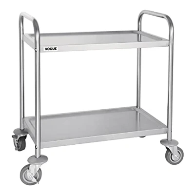 Image of Vogue 2 Tier Clearing Trolley Small 825X710X405mm Stainless Steel Catering
